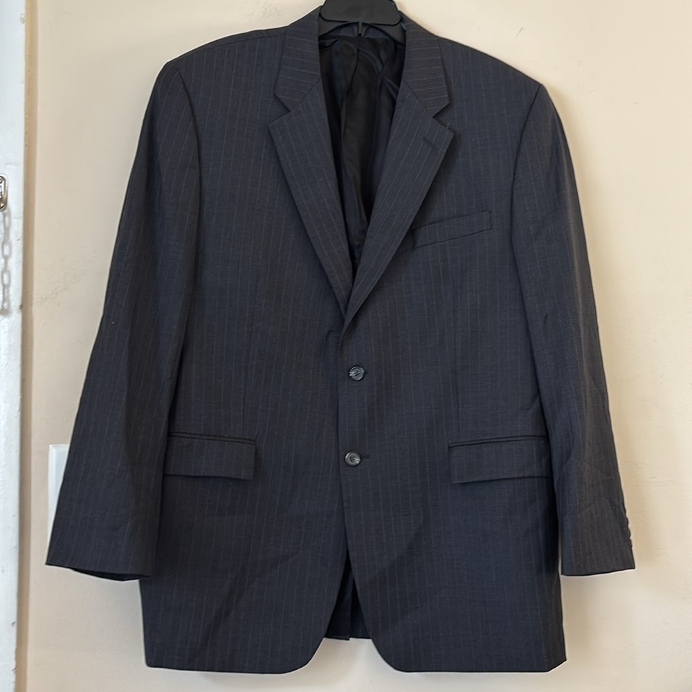 Lauren Ralph Lauren Jacket Gray Pin Striped 2 Button Blazer Sports Coat Sz 46L